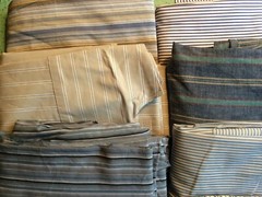 24-pc Big Scraps of 12 Men’s assorted STRIPE shirt SLEEVES 100% cotton Quilting