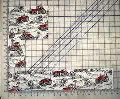 100% Cotton Fabric Crumbs Scraps Strip ’98 Case Red Tractors