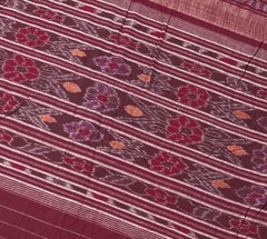 Sushila Vintage Pure Cotton Scrap Saree Hand Woven Ikat Sari 5 YD Remnant Fabric