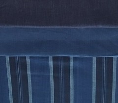 100% Linen Fabric Yarn Dyed Stripe and Coordinated Solid Color Indigo Blue