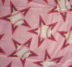 pink baseball sports fun fabric 9.5 x 7 inch new