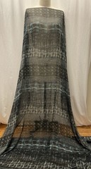 Poly Rayon Blend Chiffon Abstract Ikat Tribal Black Teal Fabric By The Yd 60″W
