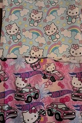Hello Kitty Cotton Quilt Fabric 2 Fat Quarters Hot Wheels Rainbows 9.5″ X 56″