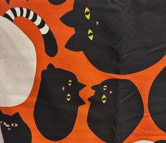 NEW Ikea LAKEMALVA Pre-cut Fabric Orange, Cat Print for Cushions 59×118″