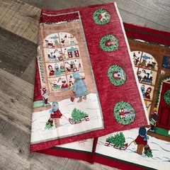 Cranston Print Works Co Christmas TOY SHOP Vintage Fabric Panel 42 x 17” RARE