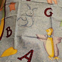 Baby Quilt panel fabric Animals and Letters Cranston Print Works Leslie Beck 1Y