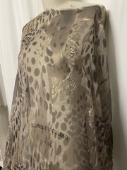 100% Silk Chiffon Abstract Leopard Print Brown Taupe Fabric By The Yard 56″ Wide