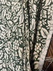 Upholstery Fabric 3 Yards X 44 Inches Hunter Green Floral Motif Pattern