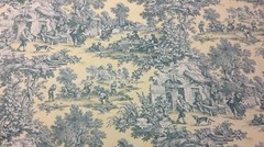 KRAVET SCENIC TOILE 540 PALE YELLOW COUNTRY FRENCH TOILE FABRIC 1.7 YARDS 54″W