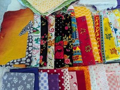 11 Pound Lot COTTON Quilt Fabric Fat Quarters and Larger, Squares, and Strips