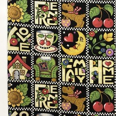 Vintage Mary Engelbreit Cranston Cotton Quilt Fabric 2 Yards Teacups Cherries