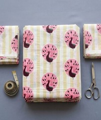 Home Sewing Fabric Cotton By Yard Indian Peacock Print Handmade Craft Material