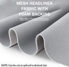 Ligth Gray Mesh Headliner Fabric 54″ L × 60″ W with Foam Backing, Auto Interior