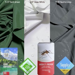 Supplex® Cotton-like Nylon Fabric DWR ECO Teflon UPF40+ Anti-Bacterial Bug Proof