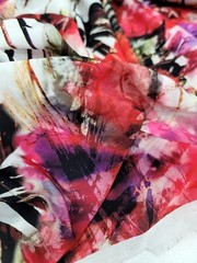 Multicolor Pink Purple Red Floral Soft Chiffon Fabric By the Yard For Dress