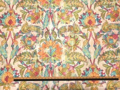 Covington HERMES CONFETTI Green Orange Blue Destressed Floral Drapery Uph Fabric