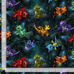 Cotton Baby Dragons Tossed Forest Cotton Fabric Print by the Yard D695.70