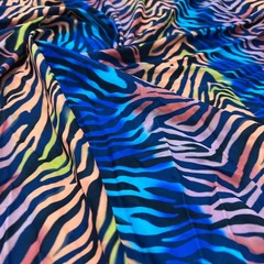Animal Print Zebra Neon Blue 4-Way Stretch Fabric Swimsuit Spandex By The Yard