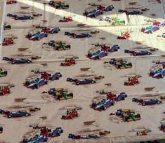 RARE! – VIP Cranston Print Works Race Car Fabric – 1 Yard 44″ x 36″ Cotton