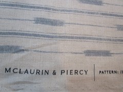 MCLAURIN & Piercy IKAT Linen Strip Fabric 48″ x 53″W Blue & Beige