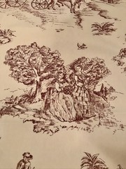 Toile Brown on White French Country Life Scenery 76”x 59”