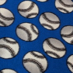 Blue Baseball Fabric Remnant, 2 Yards x 65″, Colorful, Sports, Soft Fleece Cloth