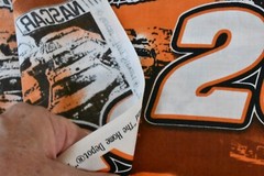 By 1/2 Yd, Rust Orange Black Tony Stewart #20 Nascar Quilt Cotton, Springs,P9468