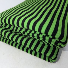 Green Black Stripes Fabric Stretchy Knit Jersy Material 1.8yd x 2yd