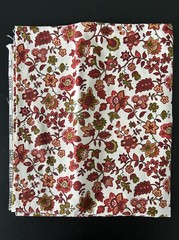 Waverly Floral Fabric Cotton Ivory Brick Red Green Black Heavy 54.5″ x 48″