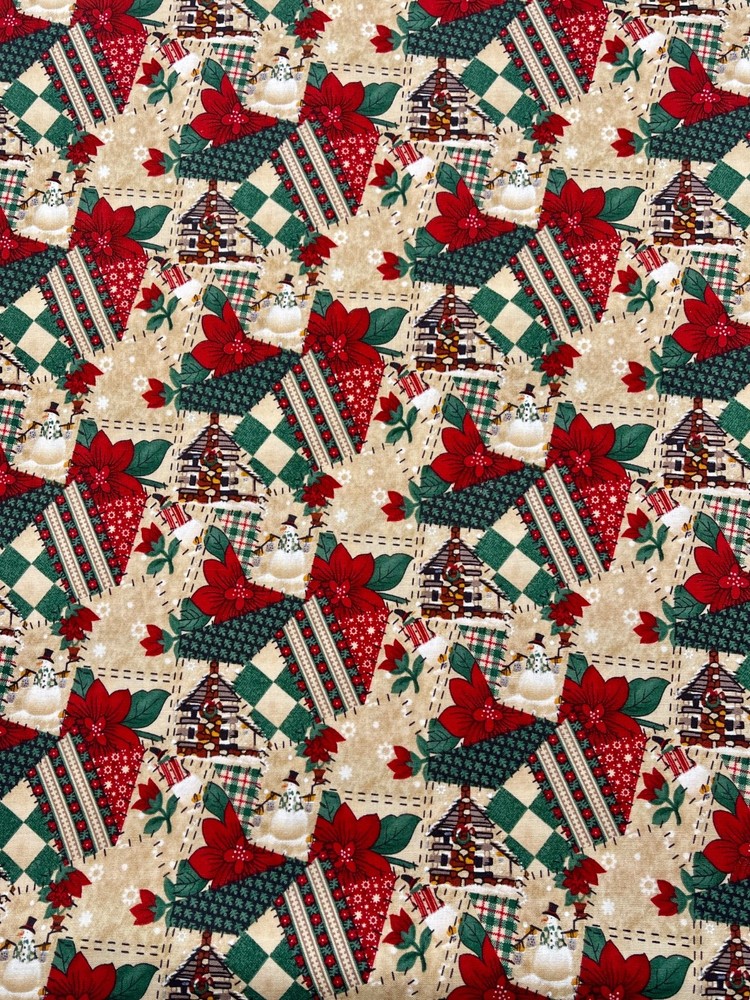 Vtg 2003 CABIN CLOTH CHRISTMAS by Carol Endres for Spectrix 2.33 yds