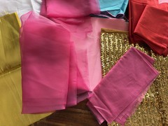 Fabric Lot; Sequin, Lame, Satin, Sheer, Organza, Tulle. For Barbie & Doll Dress