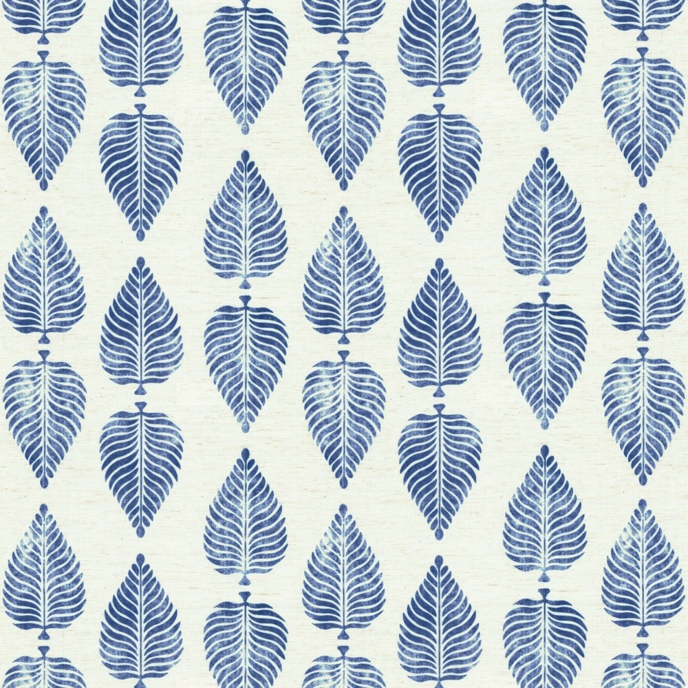 Botanical LEAF Pattern INK BLUE Drapery Pillow Cushion Upholstery Fabric BTY