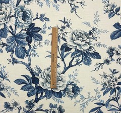 COVINGTON JAYDEN 593 INDIGO LARGE FLORAL VINE LINEN MULTIUSE FABRIC BY YARD 54″W