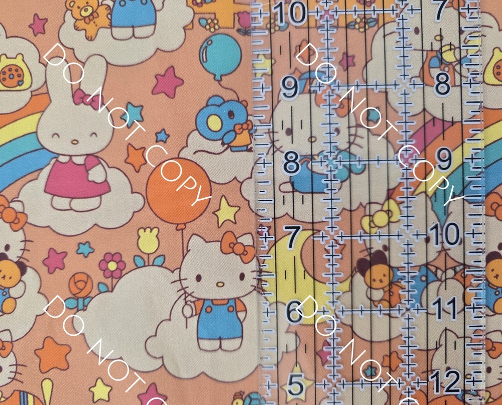 Custom 100% Cotton Woven Fabric Hello Kitty Sanrio Peach By The 1/4 Yard 9×56