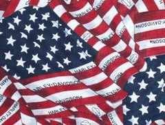 Genuine Harley Davidson Cotton Fabric Waving American Flag 4th of July BTHY