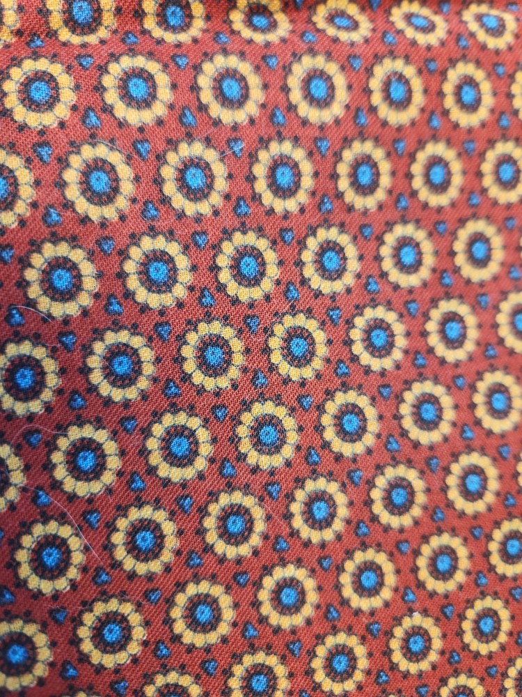 1.50 Yards 100% Quilting Cotton Maroon Blue Tan Circles vintage look