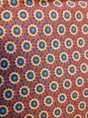 1.50 Yards 100% Quilting Cotton Maroon Blue Tan Circles vintage look