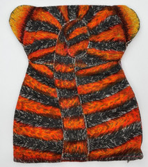 Vintage Multicolor Tiger Cut N Sew Panel Finished Unstuffed Pillow 1960s