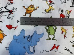 Dr Seuss Scrap 9″x 21” Cotton Fabric Fat eighth cat fish thing grinch horton ham