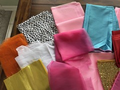 Fabric Lot; Sequin, Lame, Satin, Sheer, Organza, Tulle. For Barbie & Doll Dress