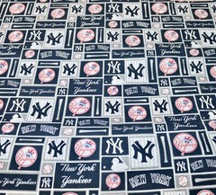 New York Yankees ~ Logo Pattern MLB Cotton Fabric 1/4 Yard 9” X 56”