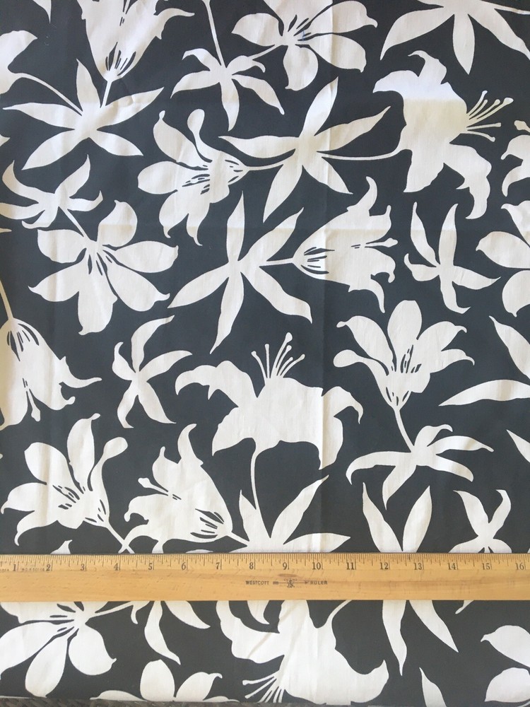 BOLD Ivory on Black Floral Stretch Sateen Cotton FABRIC 2 yds 6″ x 60″