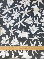 BOLD Ivory on Black Floral Stretch Sateen Cotton FABRIC 2 yds 6″ x 60″