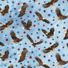 Patriotic Fabric – Stars & Stripes 7 Eagle Star Toss Blue – Northcott YARD