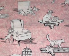 By 1/2 Yd “Bad Kitty” by Michael Miller Cats Misbehaving Pink Cotton Fabric BTHY