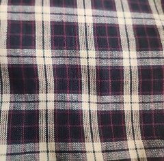 Plaid HOMESPUN FABRIC Cotton Black, Natural & Maroon Two YARD pre-cut Free Ship