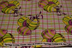 2 yards SPRINGS LIVING EASTER cotton fabric PLAID EGGS pink purple green yellow