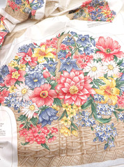 American Wildflower Basket Pillow Panel Set Fabric Cranston Print Works Flower