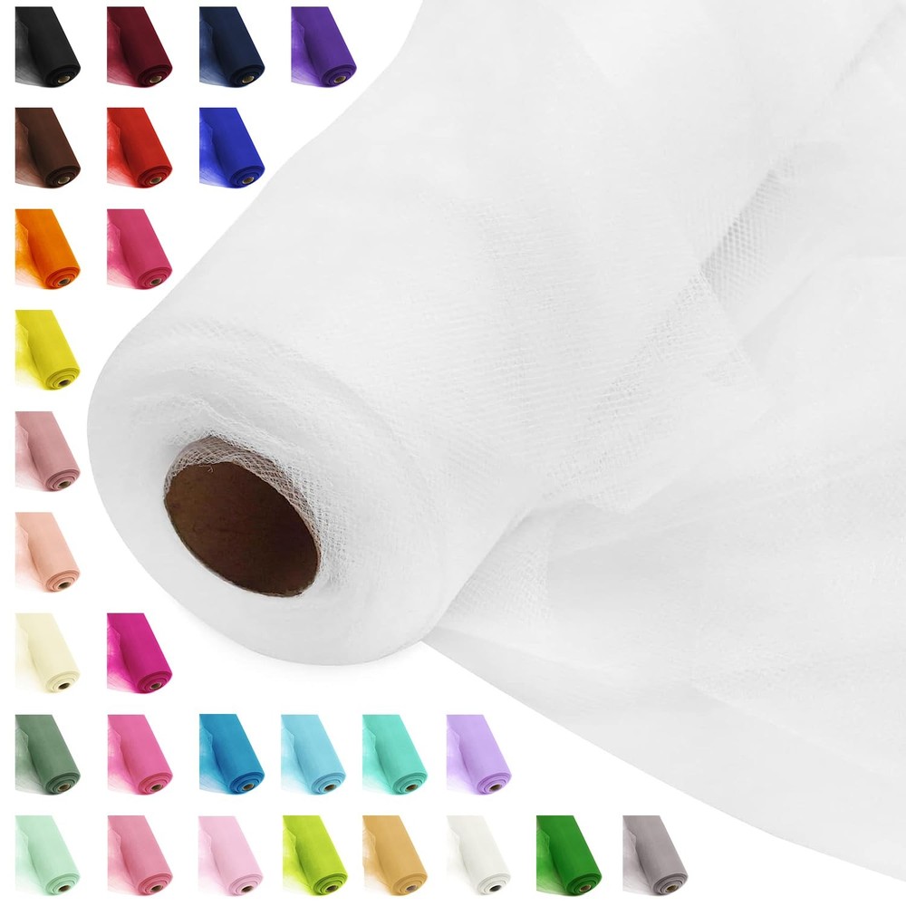 54″ by 20 Yards White Tulle Fabric Rolls – By 20 (60 Ft),