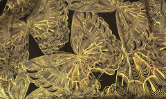 Lux by Timeless Treasures Quilting Fabric Butterfly Black Gold Metallic 28″ X 40